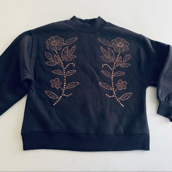 Zara girls floral studded sweatshirt NWT size 9 - Picture 3 of 7